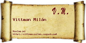 Vittman Milán névjegykártya